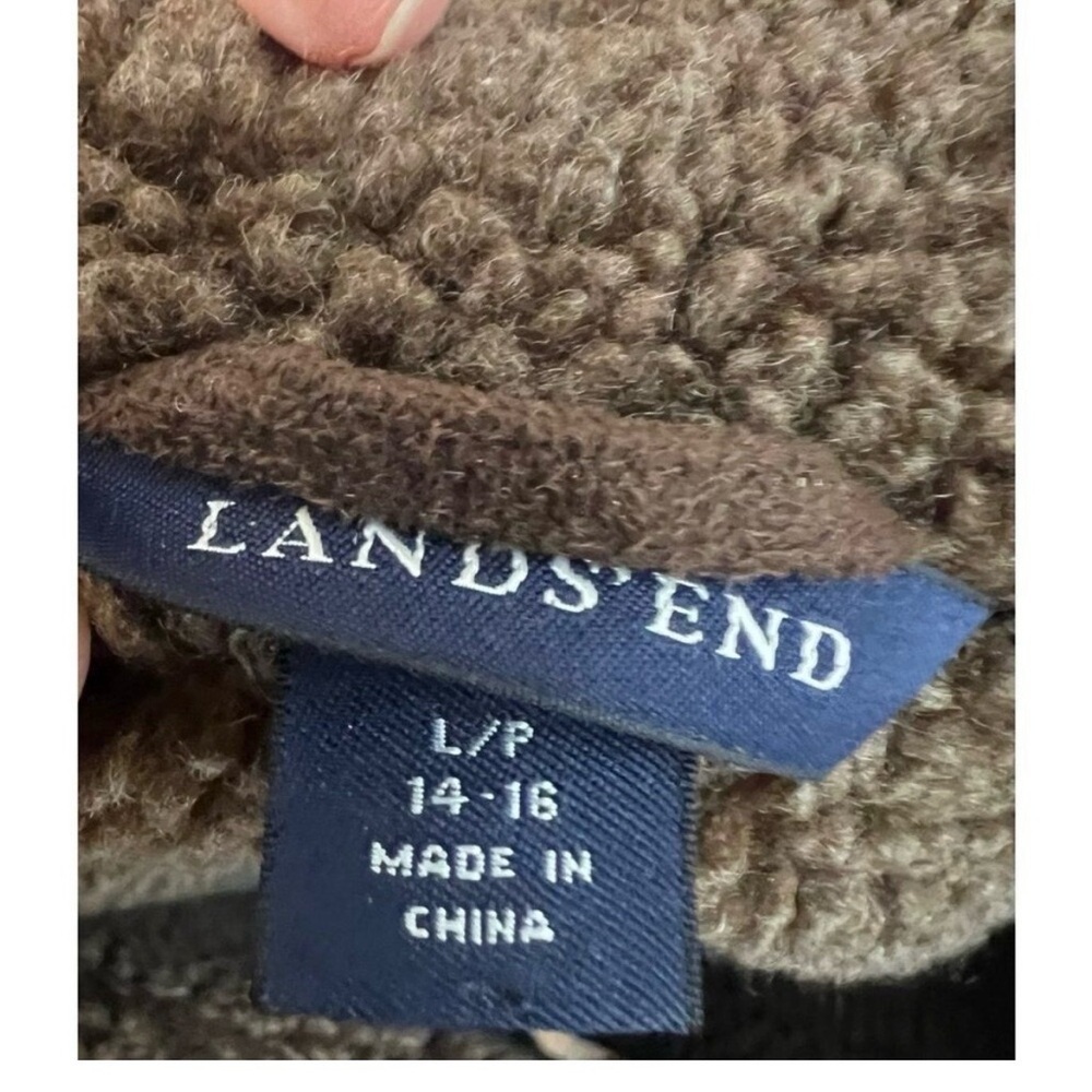 Lands' End Brown Rustic Faux Suede & Shearling Penny Lane Barn Jacket Large - Picture 6 of 8
